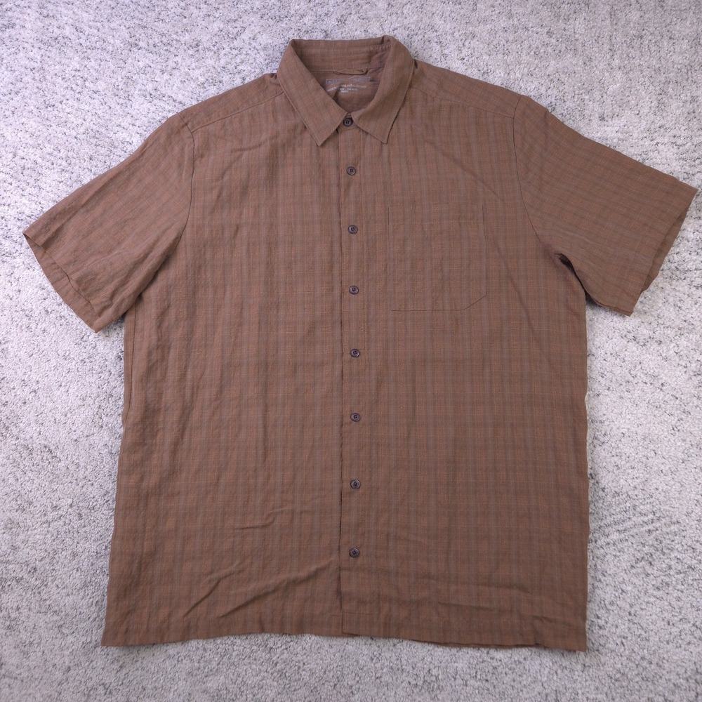 5.11 Tactical Shirt Mens Large Brown Plaid Concealed Pockets Snap Short Sleeve